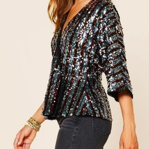 Skies Are Blue Glittering Sequin Blouse